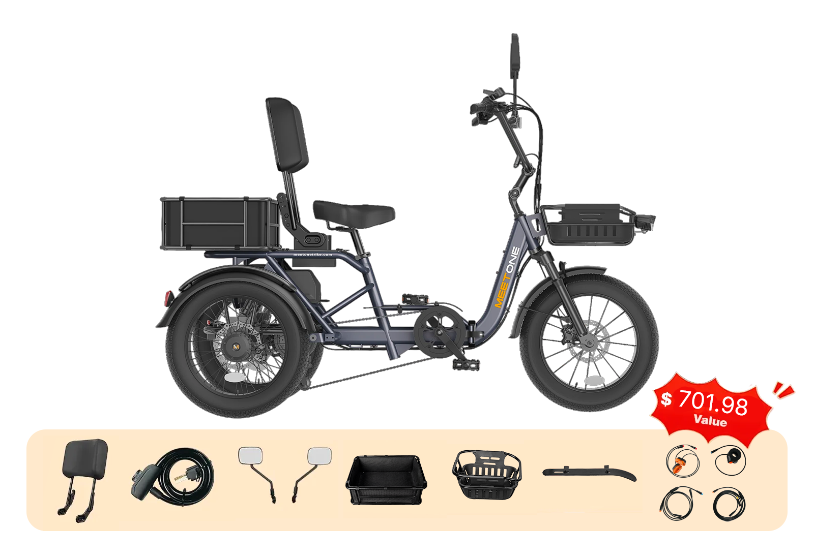 Meet One Breeze Pro 2.0 Full Suspension Fat Tire Electric Trike